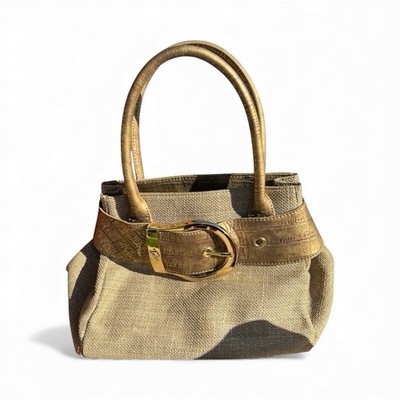 Braccialini Gold Satchel Shoulder Handbag In Excellent Condition 