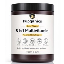 Pupganics 5-in-1 Multivitamin Soft Chews for Dogs, Skin, Heart, Immune Support