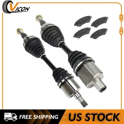 Front 2 CV Axle + 4 Brake Ceramic Pads - Fits Chevrolet Venture 3.4L 1999-2005