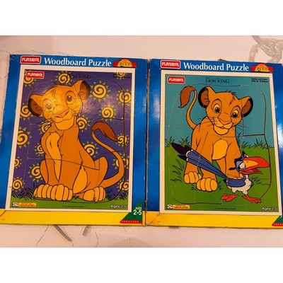 Vintage 1995 Playskool Disney Lion King Wood board Puzzle Set Simba 2-5 Years