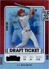 2021 Panini Contenders Draft Ticket Purple #7 J.T. Realmuto /99 - BB
