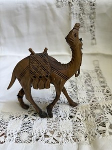 Carved Wooden Camel Figurine with Hanging Ornament Wood Animal Decor