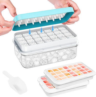 Ice Cube Tray with Lid and Bin,  56 Pcs Ice Trays for Freezer, Ice Cube Trays fo
