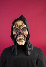 Adult Hooded Bloody Skull Vinyl Costume Mask