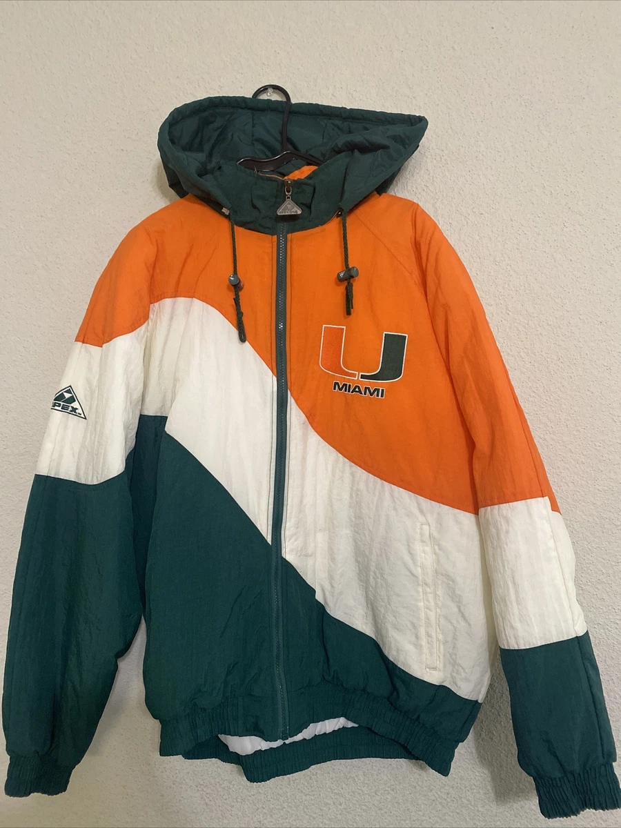 Vintage Miami Hurricanes Apex One Windbreaker Jacket Size L 90s NCAA
