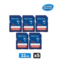 32GB Sandisk SD Memory Cards for Digital Cameras/Trail Camera/Computers (5 Pack)