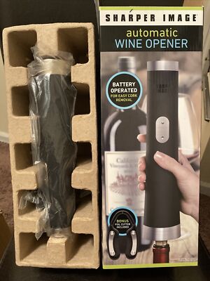 NIP Sharper Image Automatic Wine Opener Battery Operated w/Foil Cutter Included