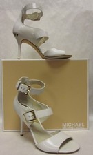 Michael Kors Adriana Ankle Strap Optic White Patent Sandals - size 9