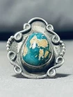 VERY EARLY ROYSTON TURQUOISE!! VINTAGE NAVAJO STERLING SILVER RING