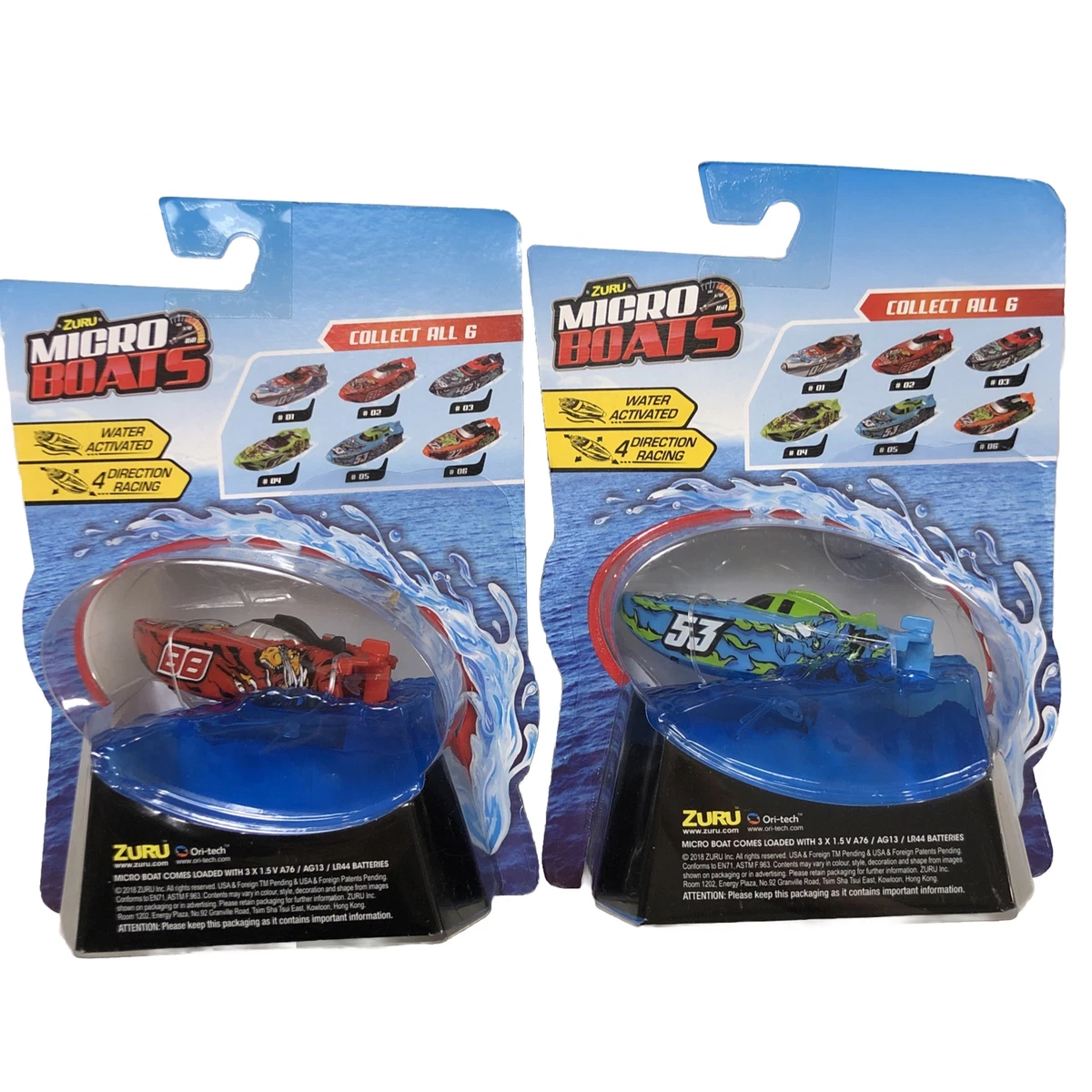 Zuru Micro Boats Wave 3 Dino Racers Boats 88 And 53 Red Blue