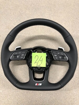 Audi S-Line Leather A4 A5 S4 S5 Half Perforated Flat Bottom Steering Wheel # 24