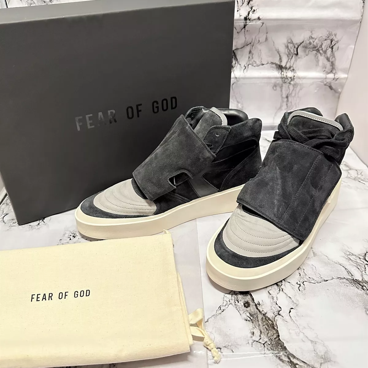 FEAR OF GOD SKATE MID SNEAKER ベルクロ 黒 グレー-