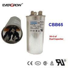 30/5 MFD Uf  6 370/440 VAC CBB65B Dual Run round Capacitor, UL Listed Motor Run