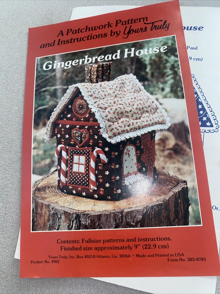 VTG Gingerbread House Yours Truly Patchwork Pattern  Uncut  1978 Darling Quilted - Image 3 of 4