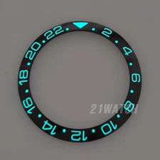 Super Lumed 38mm Black Ceramic Bezel Insert For GMT MASTER II Style Watches