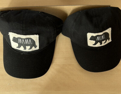 Rae Dunn mama and mini baseball caps Rae Dunn Mama Bear Mini Bear Caps Color Black Brand New With  main image 2