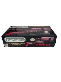Nintendo NES Action Set Console Complete In Box w/Orange Zapper Mario 1, 2 & 3