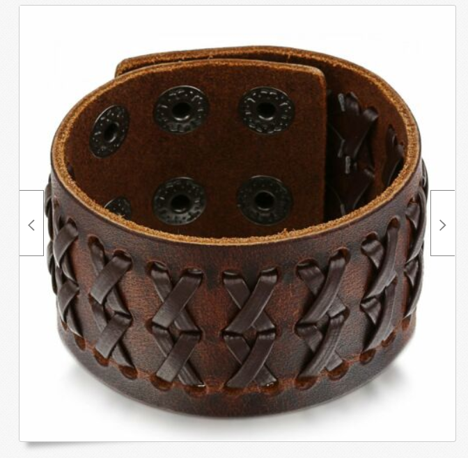 Men's Punk Wide Genuine Leather Belt Wristband Bangle Cuff - Foto 5