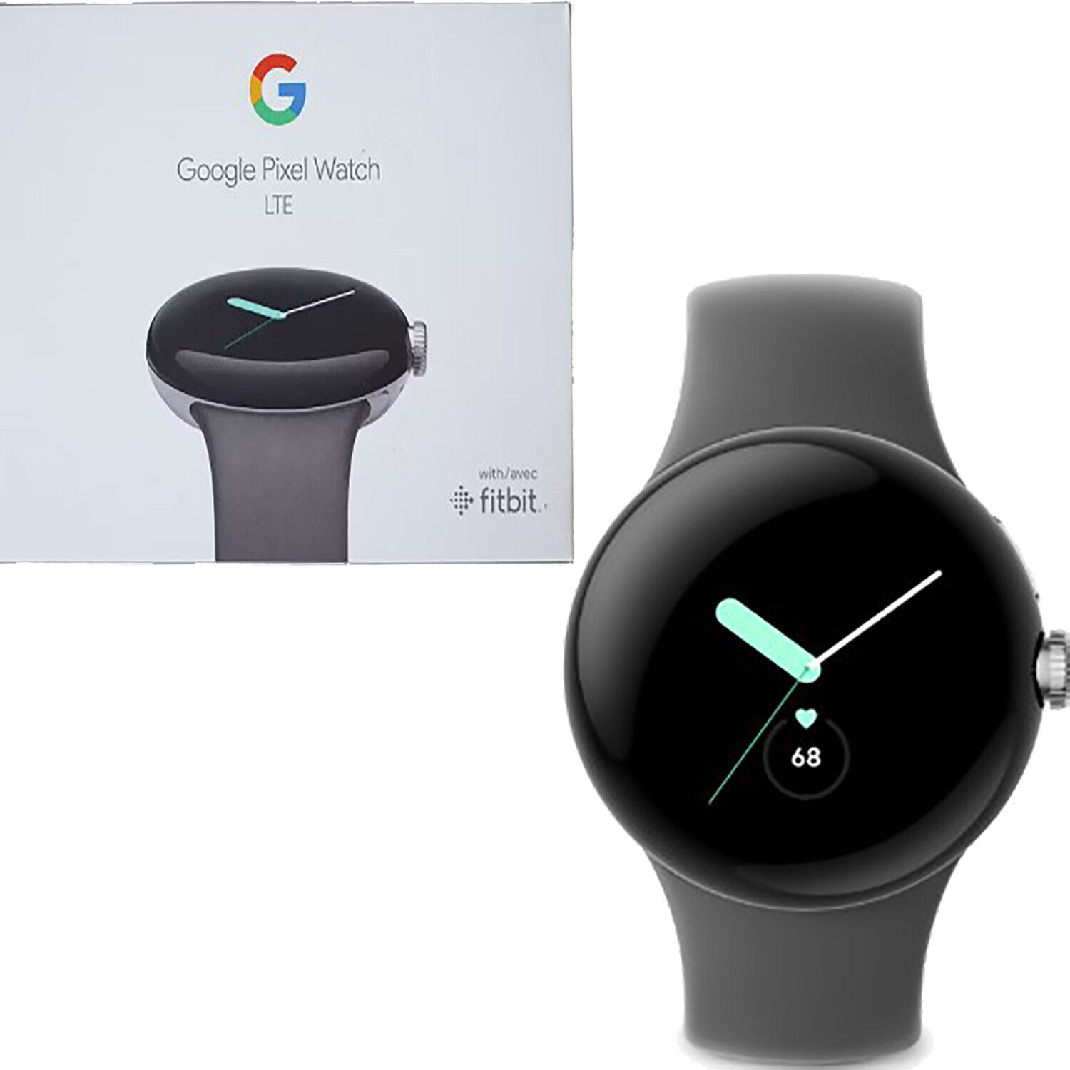 Google Pixel Watch Polished Silver case/Charcoal Active 32GB LTE+