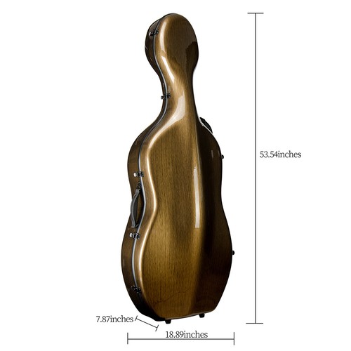 Custodia rigida per violoncello in fibra di carbonio composita misura 4/4 oro scuro protezione per trasporto violoncello - Foto 2 di 11