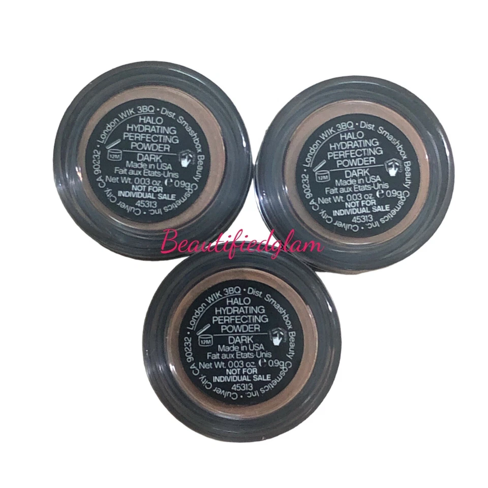 3-PC Smashbox Halo Hydrating Perfecting Powder in DARK SHADE 0.03oz. SAMPLE SZ - Image 2 of 4
