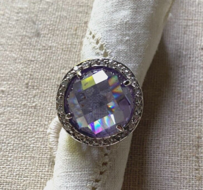 NOLAN MILLER 925 Sterling Silber Amethyst lila Cocktail Akzent Ring *6*