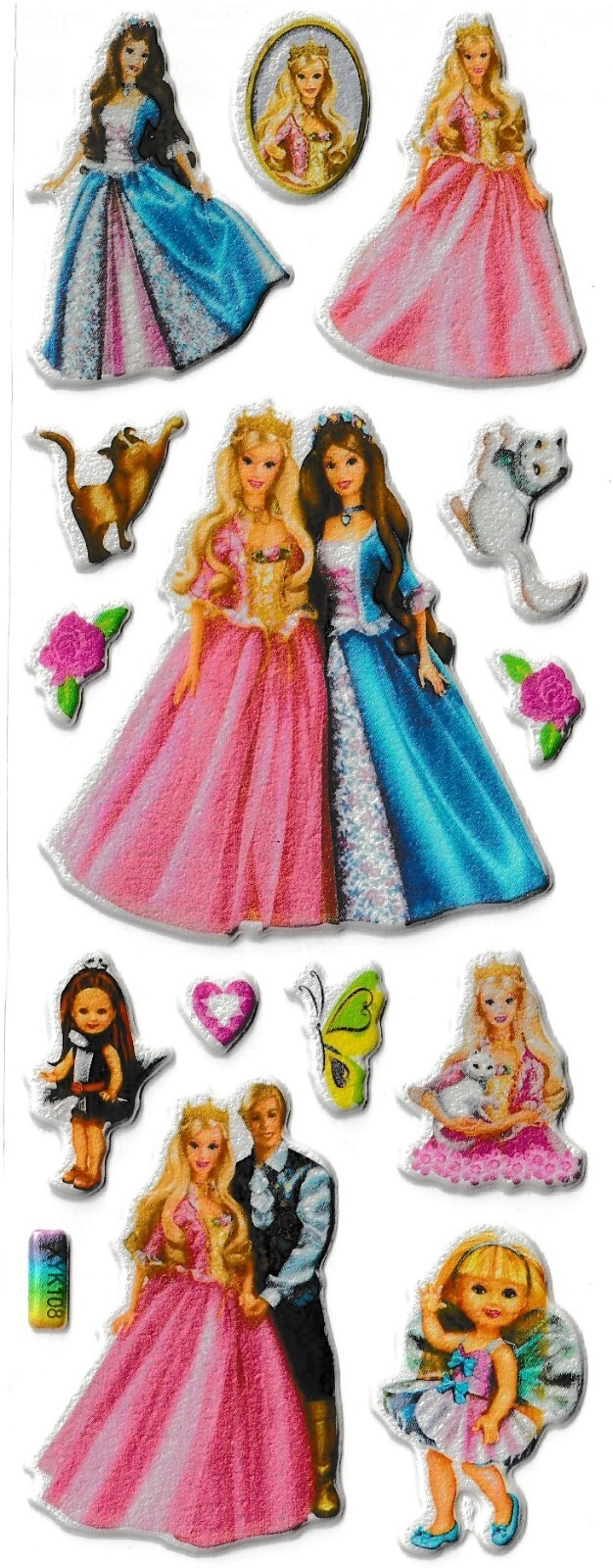 3D puffy Stickers Disney Princess Tiana Cinderella Ariel Rapunzel Belle