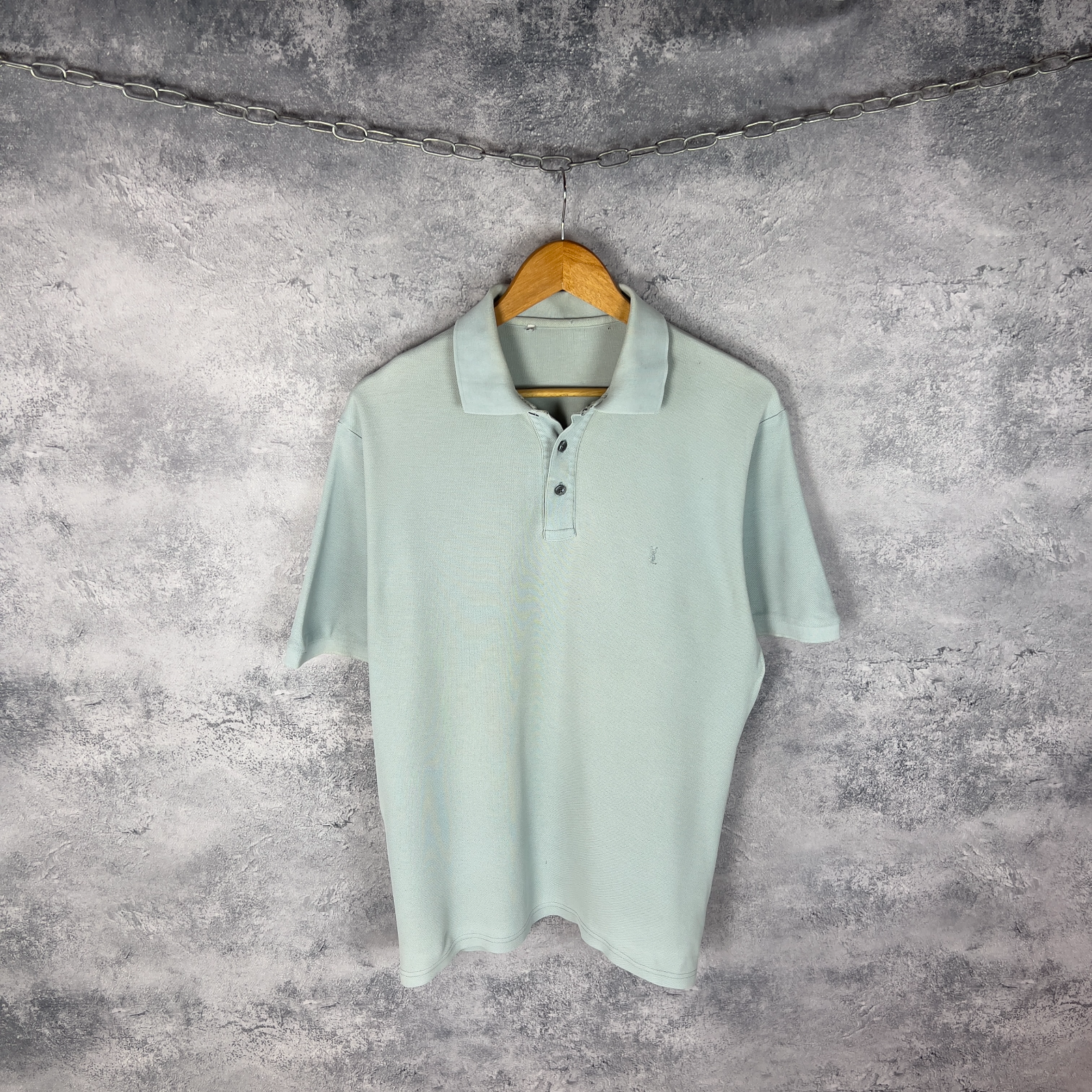 Polo uomo Yves Saint Laurent taglia M L blu cotone manica corta