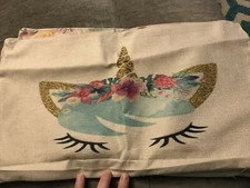 ZUEXT Set of 4 Unicorn Decorative Throw Pillow Covers 12' x 20" Linen NEW