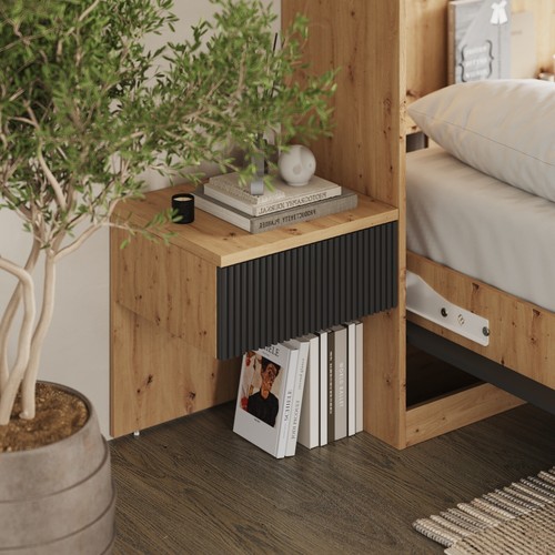 SMARTBett Schrankbett Set 160-Schrankbett Horizontal WAVES mit 2 Nachtkonsolen - Bild 12 von 41