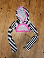 Weissman LC Large Black White Striped Extreme Crop Top Dance Costume