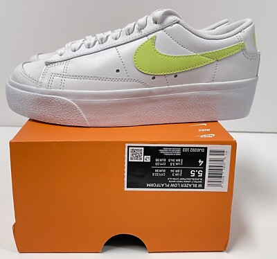 Nike Blazer Low Platform White/Lt Lemon Twist-White DJ0292-102 Women's Size 5.5