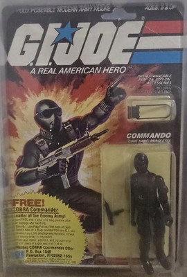 Rare 1982 Hasbro G.I Joe/Cobra Snake Eyes (Commando) 9 Back Striaght Arm MOC 