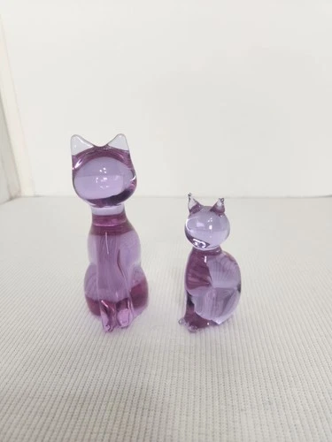 Vintage Murano Purple Glass Cat And Kitten V. Nason & Co Italy