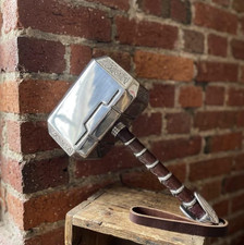 Collectible Thor Hammer Mjolnir Replica, Metal with Leather Handle,