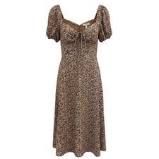 ASTR The Label Floral Midi Dress Puff Sleeve Sweetheart Neck Cottagecore Size M