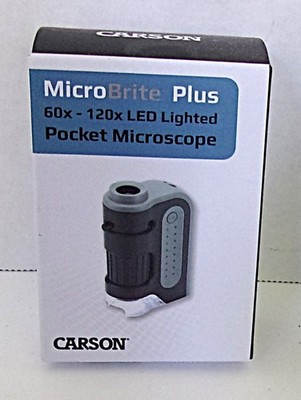 Carson MicroBrite Plus 60X - 120X LED Lighted Pocket Microscope Magnifier NIB