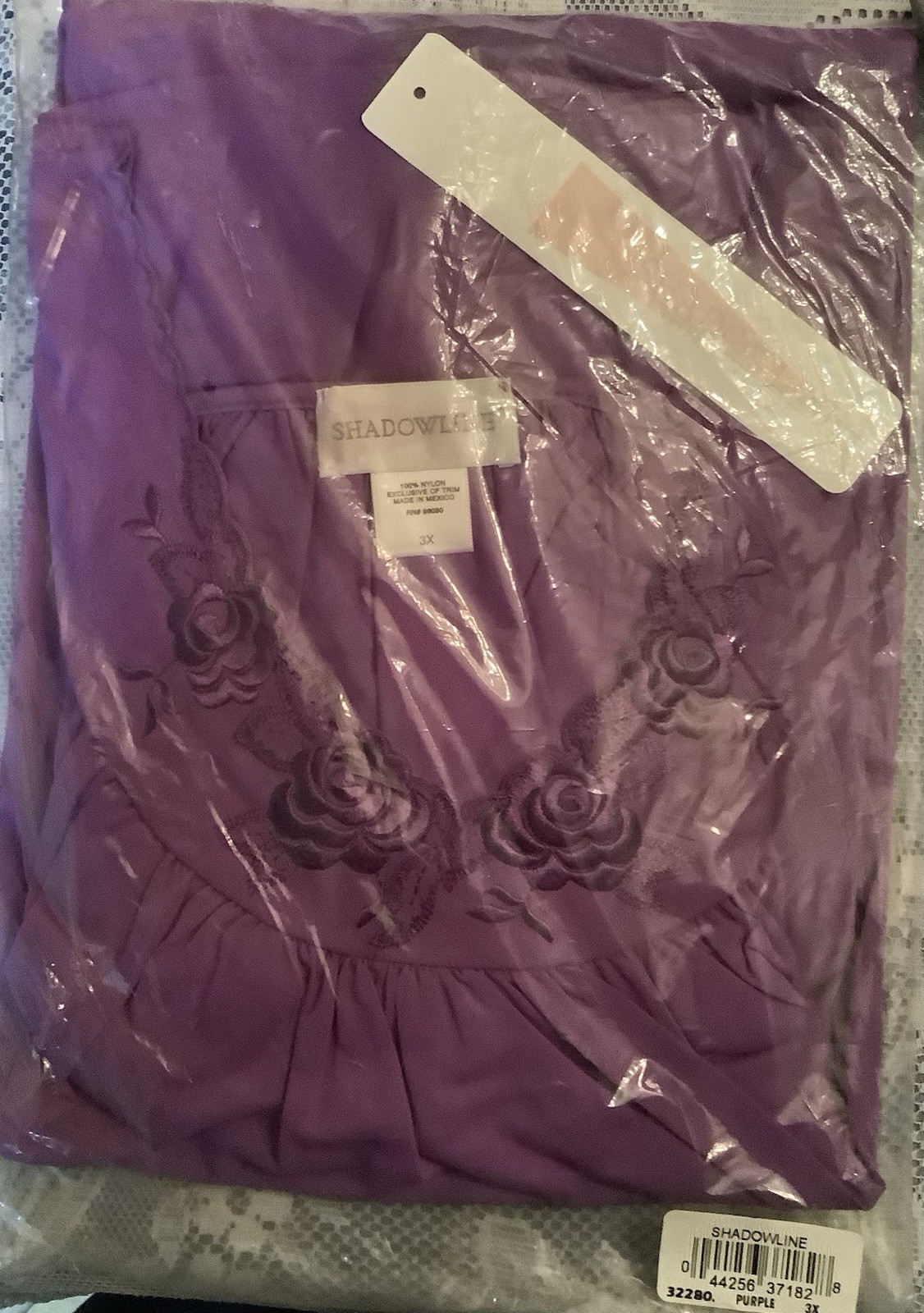 New With Tags ShadowLine Purple 3X  Floral DesignTrim Nightgown FREE SHIPPING