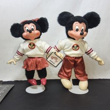 Vtg applause disney mickey minnie mouse club dolls plush 10" stands disneyana 81