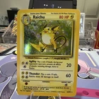 Pokemon Raichu Base Set Holo Rare Card #15 Unlimited LP  Vintage WOTC