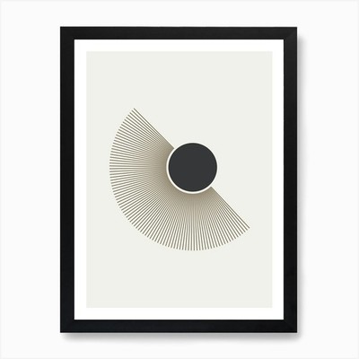 Kreis mit Sonne. Abstraktes Boho Ar gerahmtes Wandbild Poster Leinwanddruck Bild