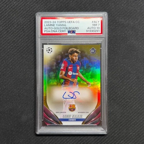 2023-24 Topps UEFA Club Competitions Auto Lamine Yamal RC True Gold /50 PSA 7/10