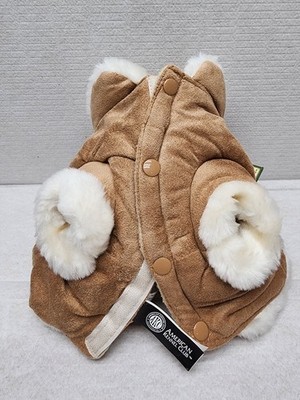 AKC Outdoor Series Dog Apparel Suede Jacket Coat faux fur Size S NEW