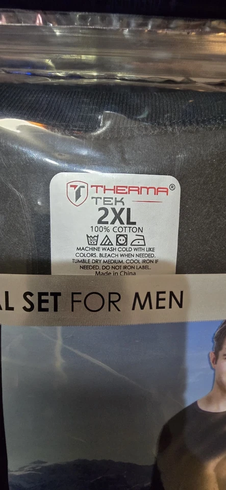 Juego de 2 piezas de vellón de algodón térmico para hombre 2XL 100 % algodón superior e inferior clima frío Foto 3 de 4