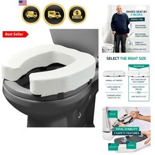 Padded Toilet Seat Riser for Seniors - Adds 3 inches. Universal Fit - FIRM Ra...