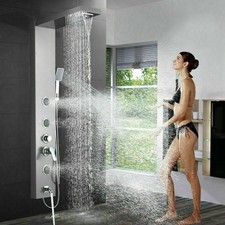 Shower Panel Tower System Stainless Steel 5-Function Rain Waterfall Massage Jets