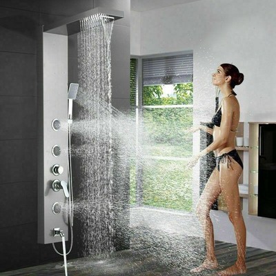 Shower Panel Tower System Stainless Steel 5-Function Rain Waterfall Massage Jets