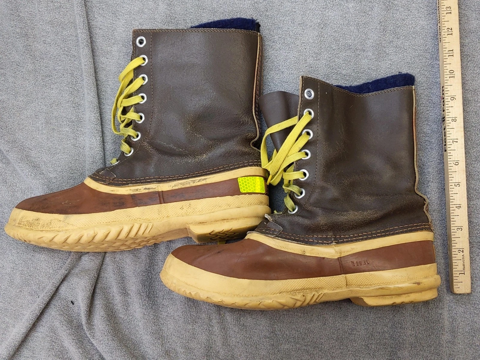 Vintage Sorel Eskimo Snow Boots Mens 11 Brown Leather Wool Lined Canada