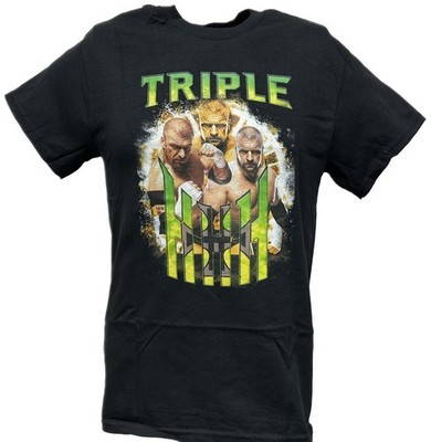 Triple H Pro Wrestling Three Poses Mens Black T-shirt