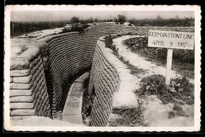 AK Cote De Vimy, German Trenches, German Rifle Pit 9 April 1917 Postcard